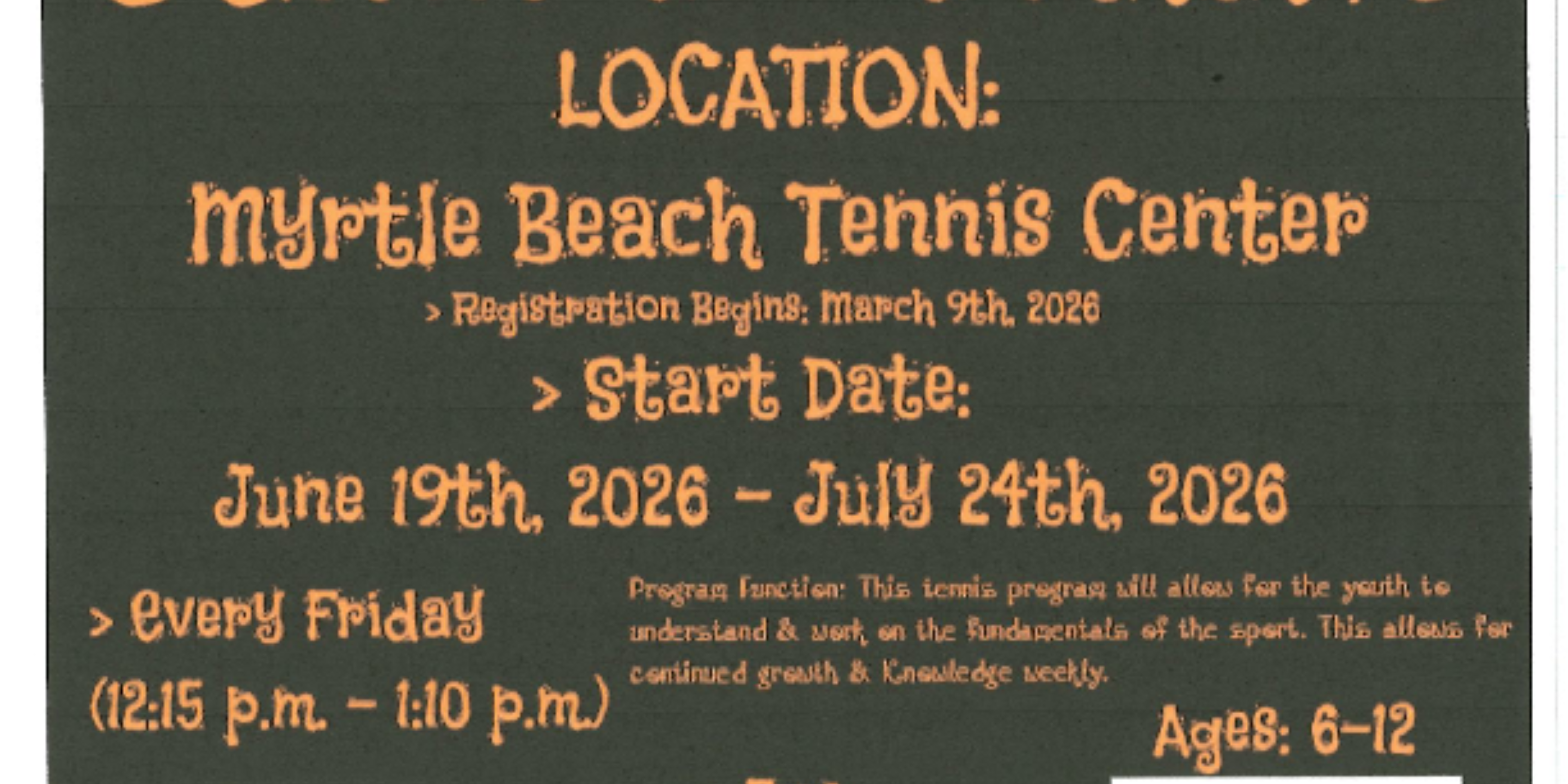 M.C.C. SUMMER TENNIS PROGRAM